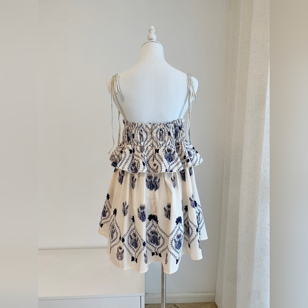 AGUA BY AGUA BENDITA Salvador Jarron printed cotton-poplin peplum mini dress - Picture 8 of 11